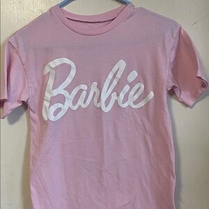 Barbie  Women’s/ Teen size XS Light Pink Tee with White Logo